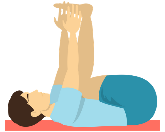 Man doing Happy baby yoga pose Illustration