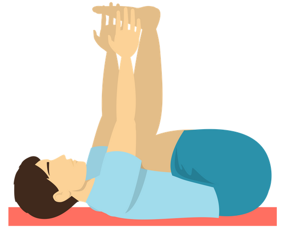 Man doing Happy baby yoga pose  Illustration