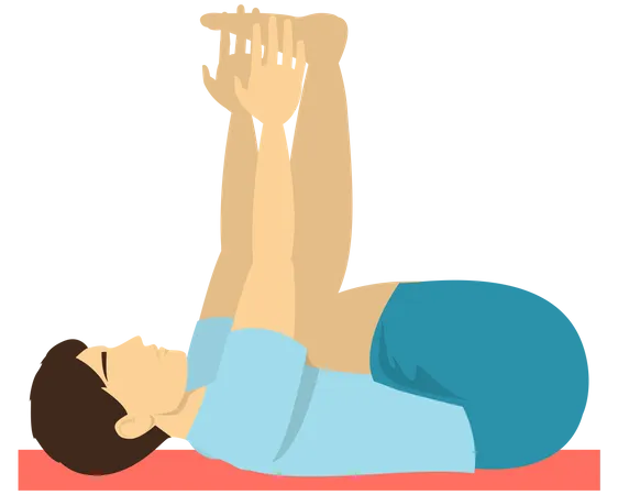 Man doing Happy baby yoga pose  Illustration