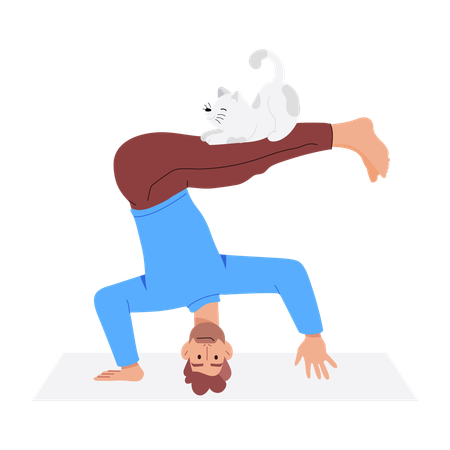 Man Doing Headstand  Illustration