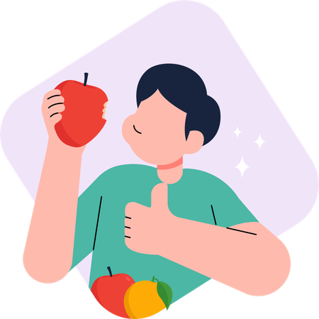 Man doing Healthy Lifestyle by Consuming Fruit  Illustration