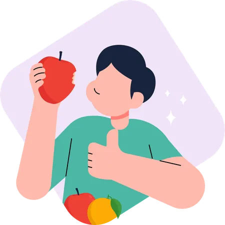 Man doing Healthy Lifestyle by Consuming Fruit  Illustration