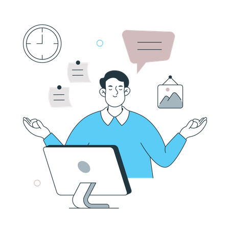 Man doing Healthy Remote Worker  Illustration