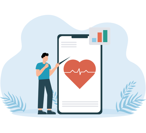 Man doing heart analysis  Illustration