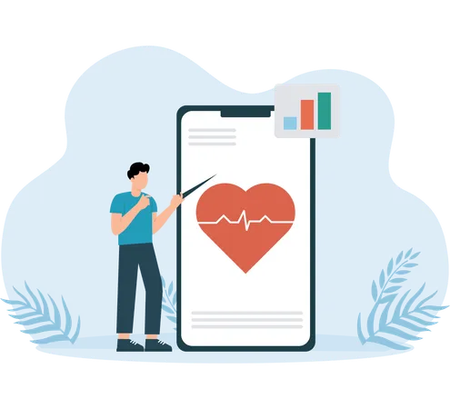 Man doing heart analysis  Illustration