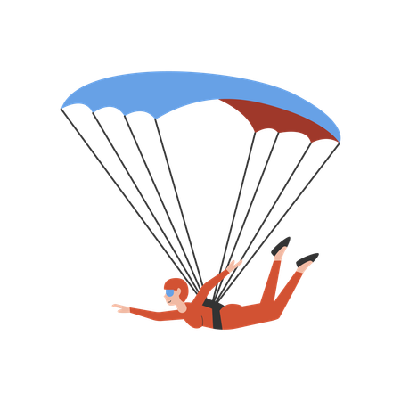 Man doing High altitude fun paragliding  Illustration