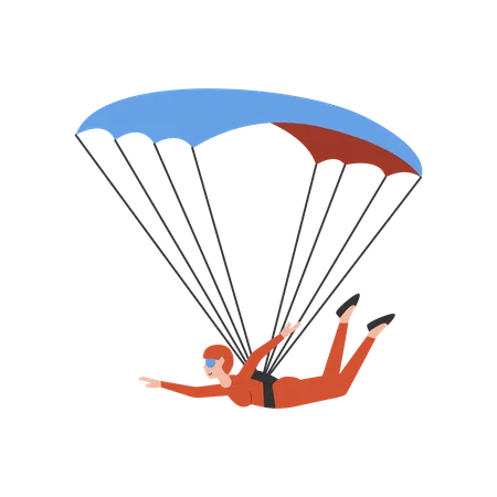 Man doing High altitude fun paragliding  Illustration