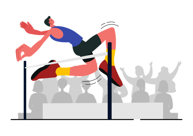 Man doing High Jump  Illustration