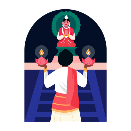 Man doing Hindu faith rituals  Illustration