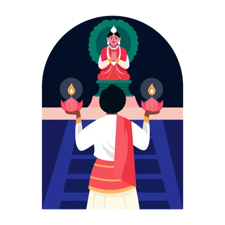 Man doing Hindu faith rituals  Illustration