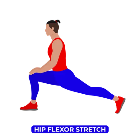 Deep Lunge Stretch An Educational Illustration On A White Background Illustration