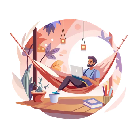 Man doing holiday work  Illustration