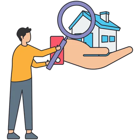 Man doing home inspection  Illustration