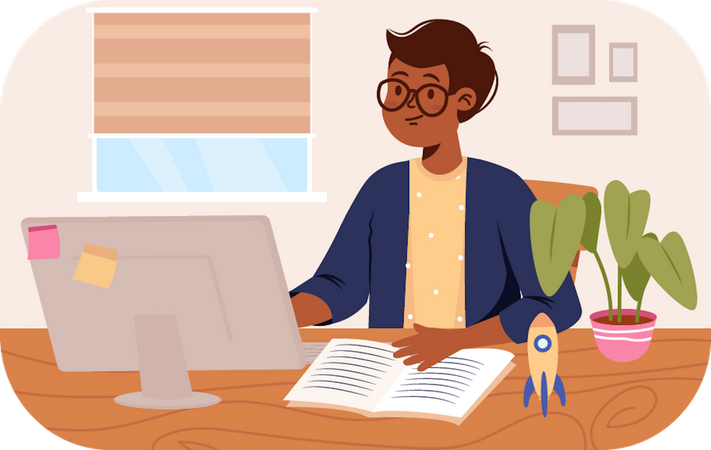 Man Doing homework  Illustration