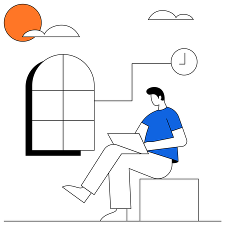 Man doing Homework  Illustration