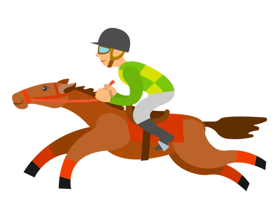 Horse Racing Sports Vector Rider Wearing Helmet Sitting Horseback Isolated Character In Dangerous Equestrian Race Horserace Competition Flat Style Illustration