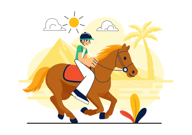 Man doing horse Riding Practice  Illustration