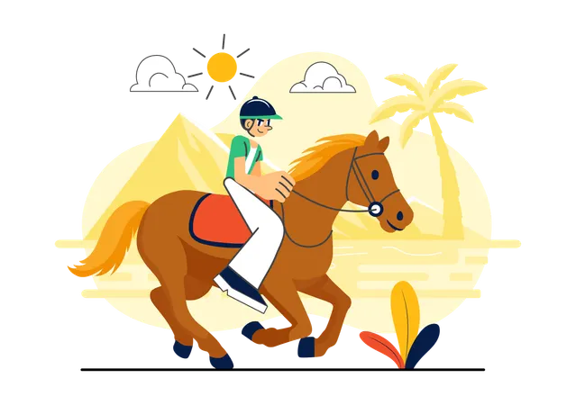 Man doing horse Riding Practice  Illustration