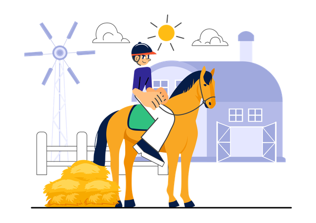 Man doing horse Riding Practice  Illustration