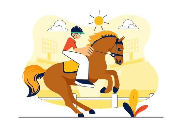 Man doing horse Riding Practice  Illustration