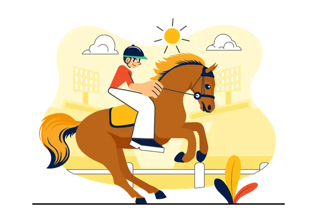 Man doing horse Riding Practice  Illustration