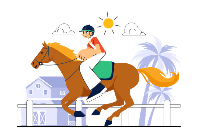 Man doing horse Riding Practice  Illustration