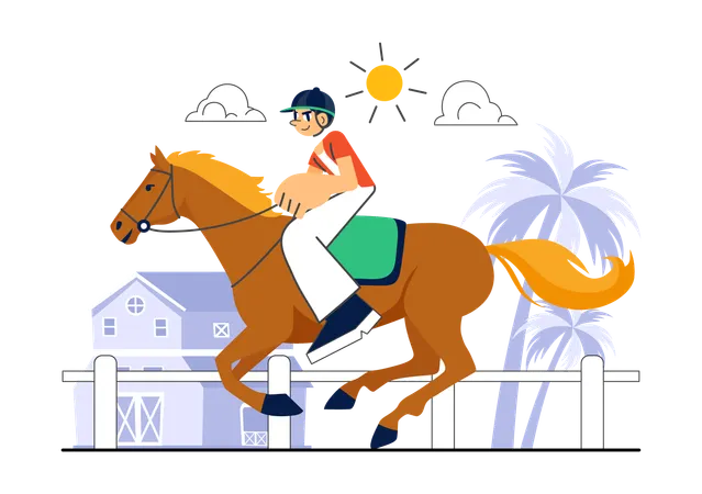 Man doing horse Riding Practice  Illustration