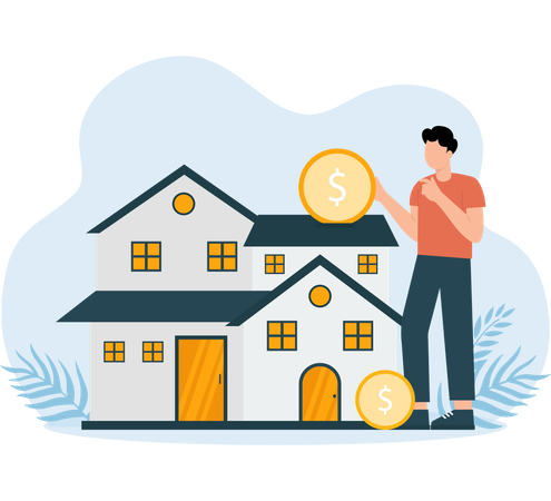 Man doing House investment  Illustration