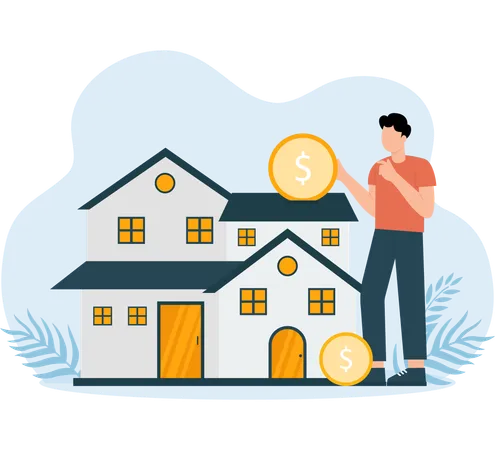 Man doing House investment  Illustration