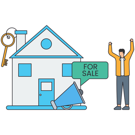 Man doing house promotion  Illustration