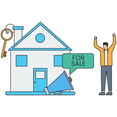 Man doing house promotion  Illustration