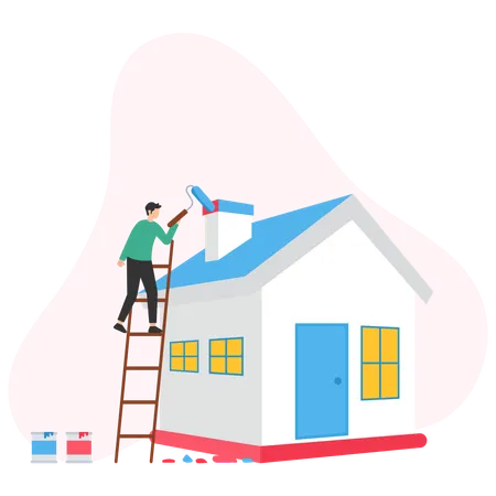 Man doing House renovation  Illustration