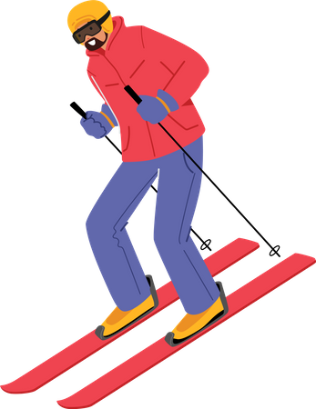 Man doing ice ski  Illustration