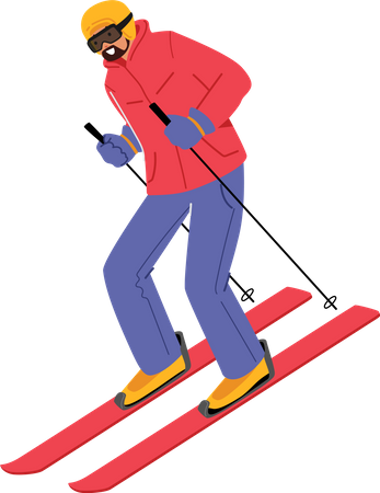 Man doing ice ski  Illustration