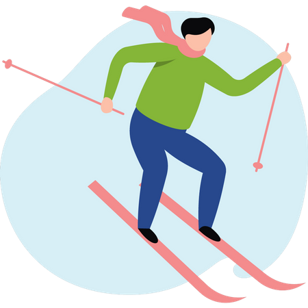 Man doing  ice skiing  Illustration