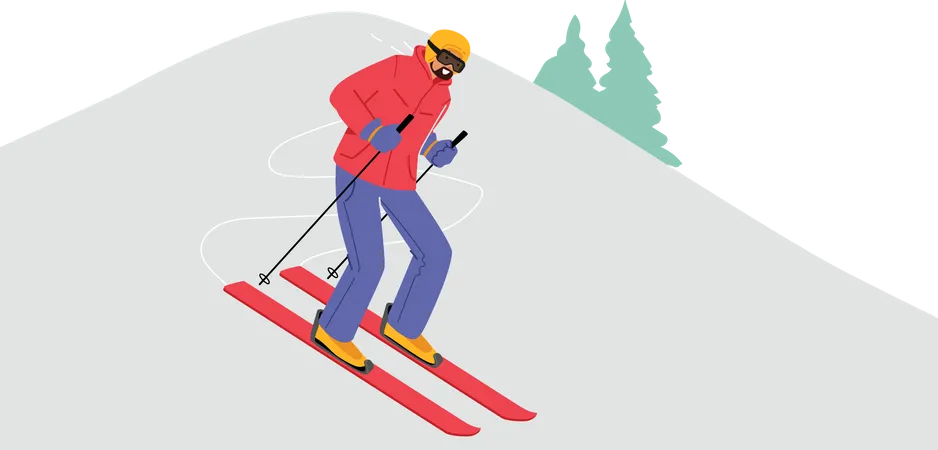 Man doing ice skiing  Illustration