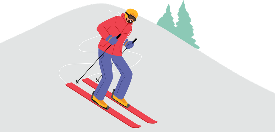 Man doing ice skiing  Illustration