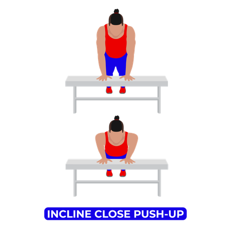 Man Doing Incline Close Push Up Exercise  Illustration