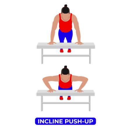 Man Doing Incline Push Up Exercise  Illustration