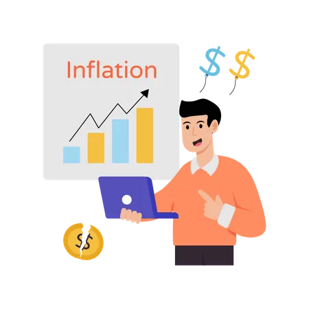 Man doing inflation predection  Illustration