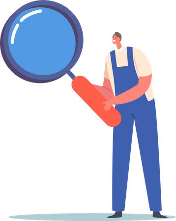 Man doing Information Research  Illustration