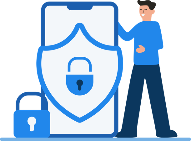 Man Doing Information Security  Illustration