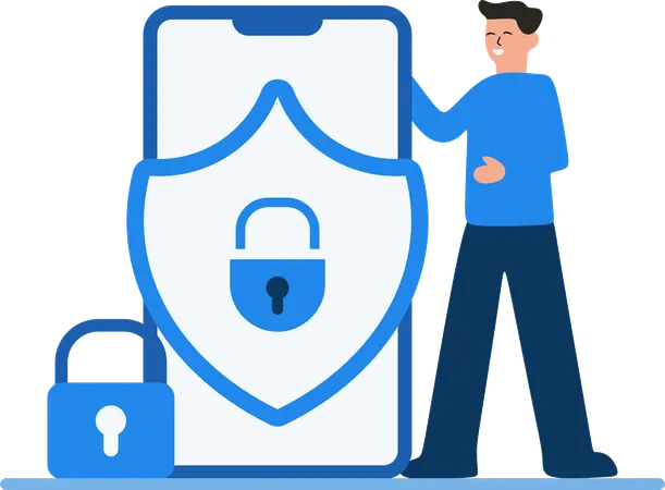 Man Doing Information Security  Illustration