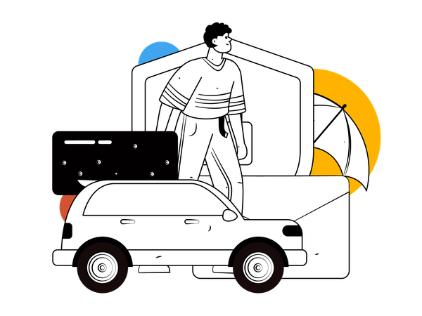 Man doing insurance analysis  Illustration