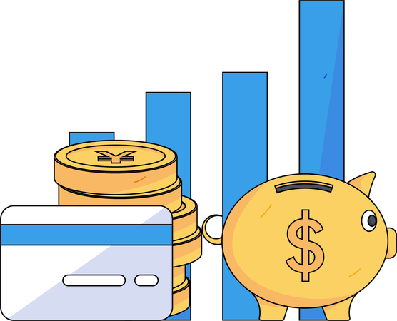 Man doing Investment analysis on savings  Illustration