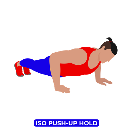 Man Doing Iso Push Up Hold Exercise  Illustration