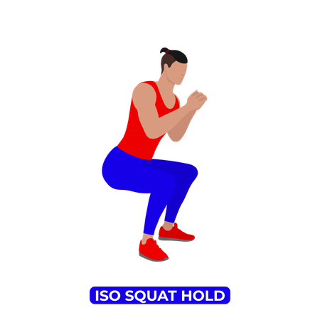 Man Doing Iso Squat Hold Exercise  Illustration
