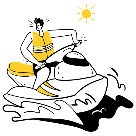 Man doing Jet Ski Excitement  Illustration