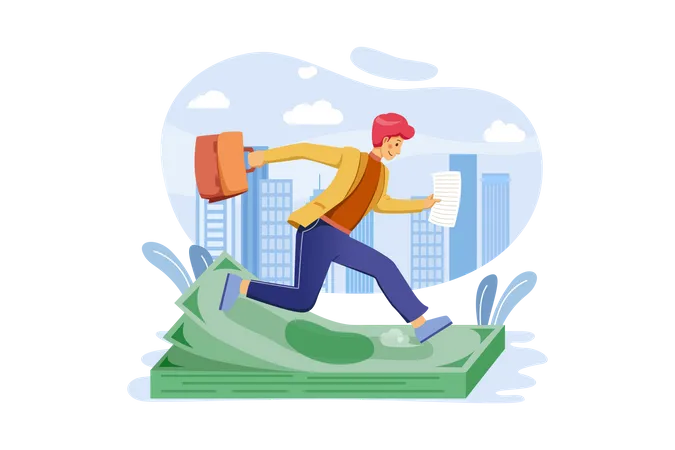 Man doing job for money  Illustration