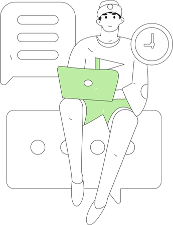 Man doing job in Call center  Illustration